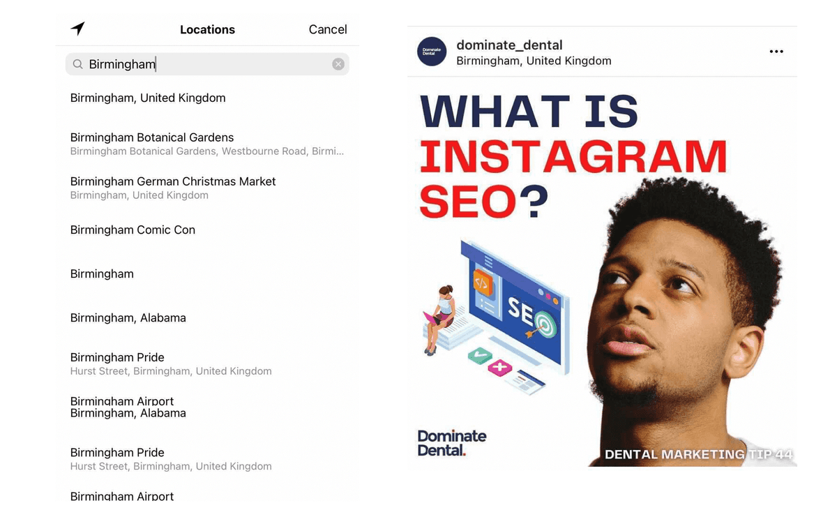Search Location Instagram SEO