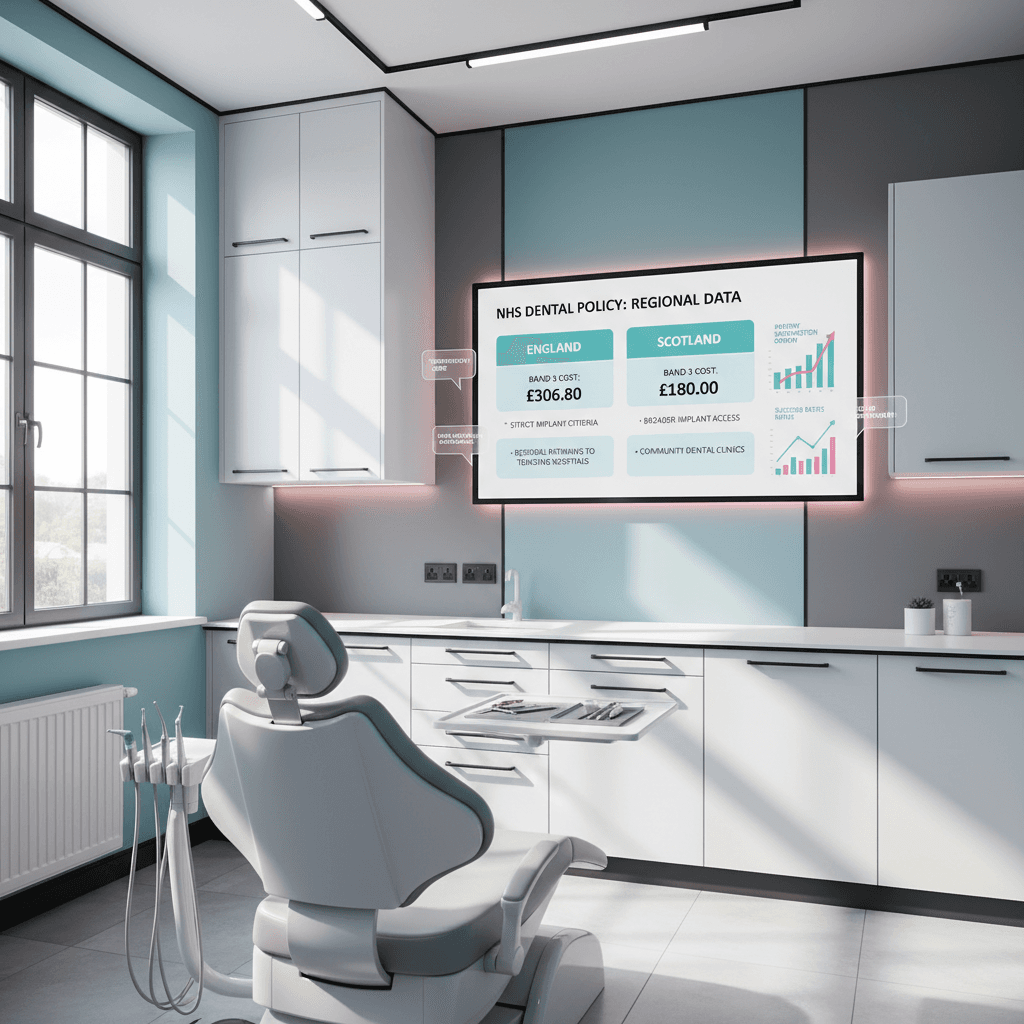 Modern dental clinic treatment room with digital notes
