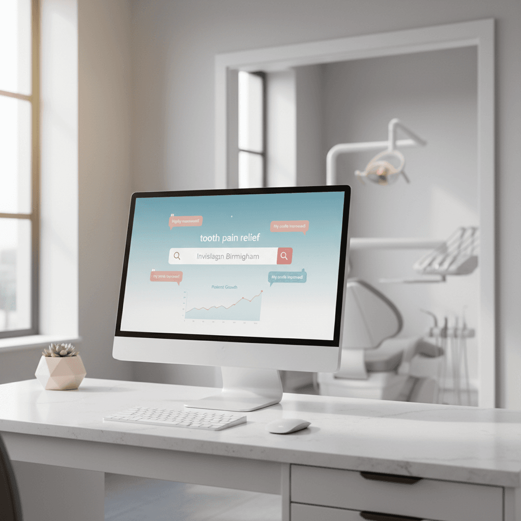 Modern dental workspace with digital dashboard