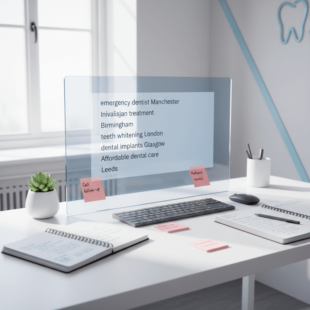 Modern dental workspace with digital screen display