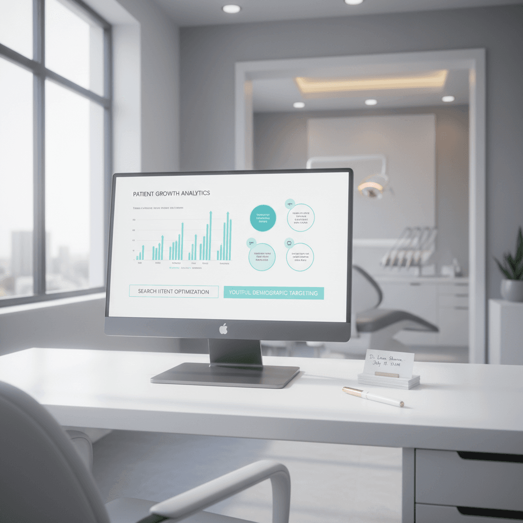 Modern dental workspace with digital dashboard app