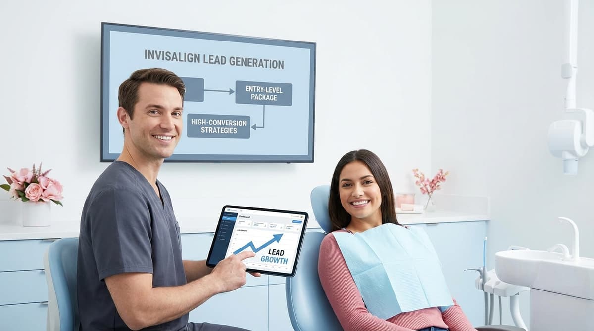 Affordable dental website design for Invisalign promotion.