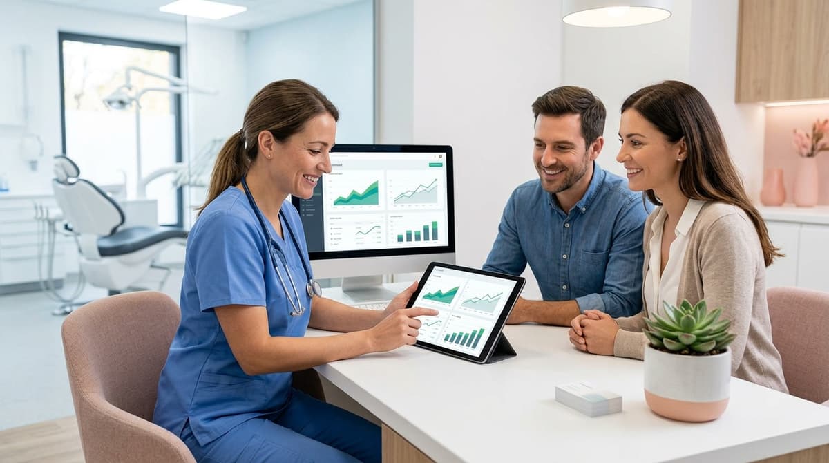 Dental marketing performance report showing search and social data