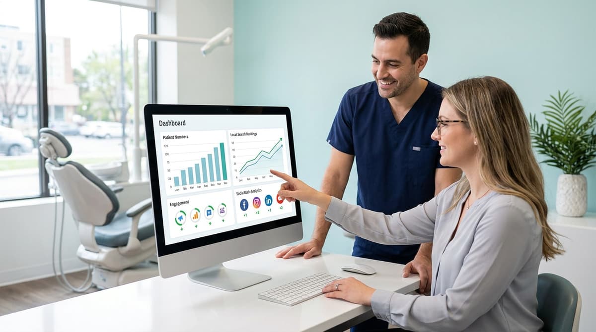 SEO and social reporting metrics for a dental practice
