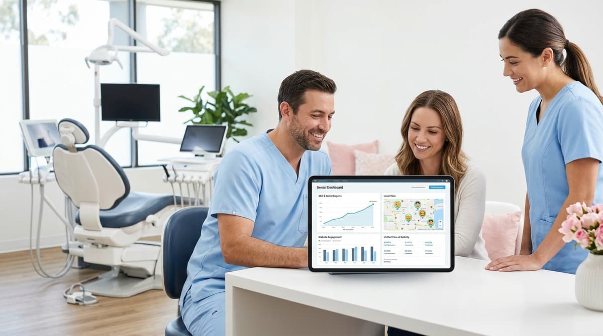 Dental practice SEO and social reporting dashboard