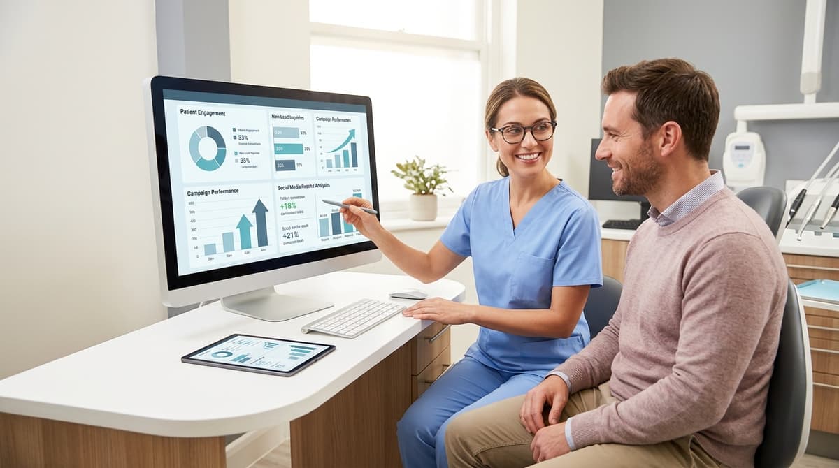 Social media clicks and profile activity for a dental clinic