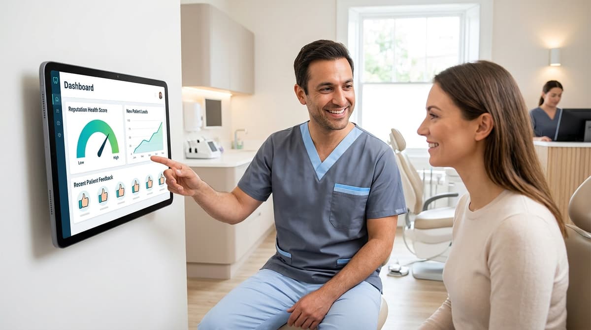 Dental team maintaining an ongoing online reputation review process