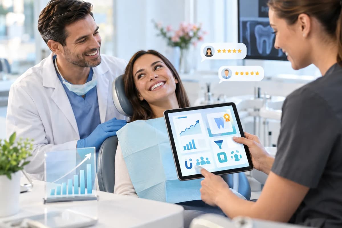 Digital marketing dashboard showing lead growth for a modern dental practice in the UK
