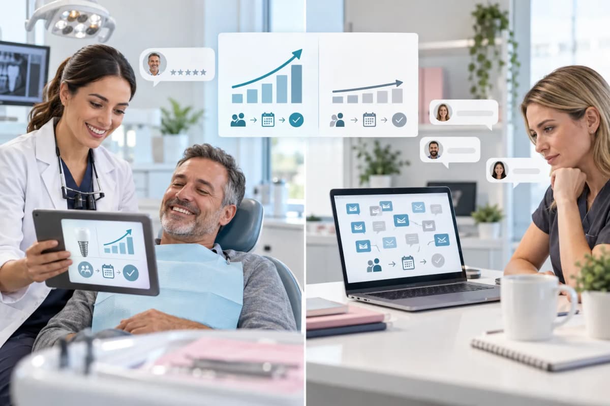 Two dental clinic icons compared: specialist versus generalist marketing agency symbols