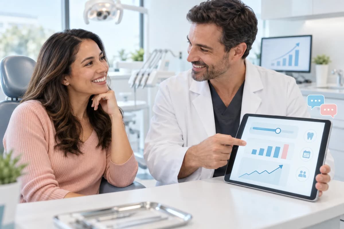 Modern digital marketing visual for dental veneer financing with payment icons