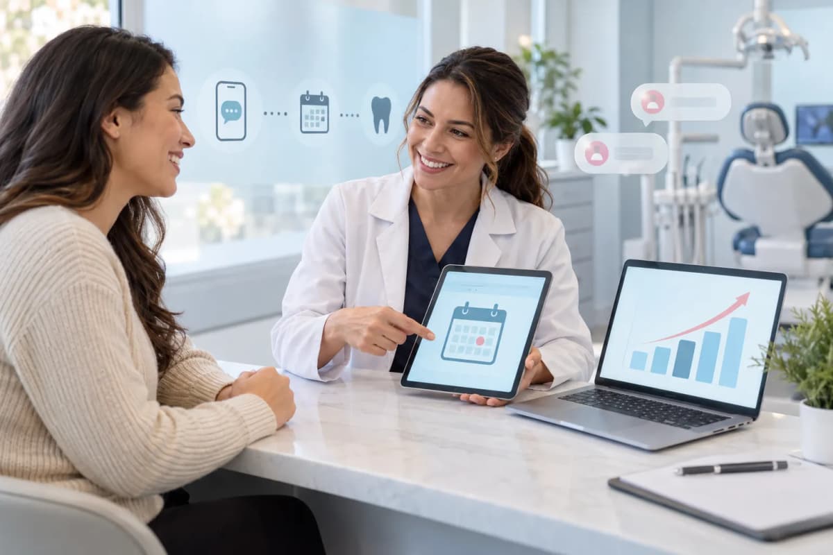 Modern digital marketing dashboard showing budget growth charts for dental practices