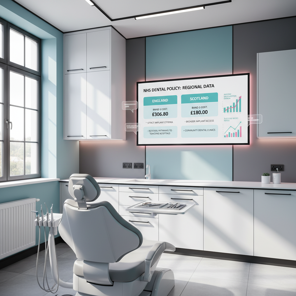 Modern dental clinic treatment room with digital notes